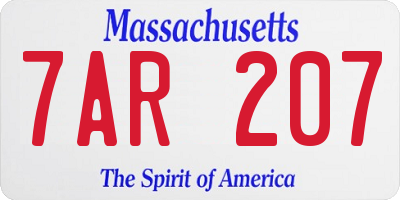 MA license plate 7AR207
