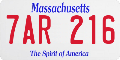 MA license plate 7AR216