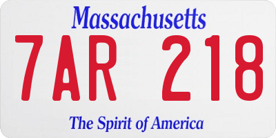 MA license plate 7AR218