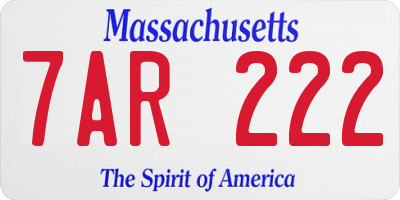 MA license plate 7AR222