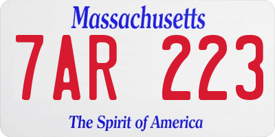 MA license plate 7AR223