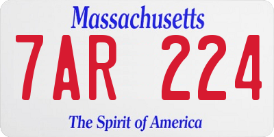MA license plate 7AR224