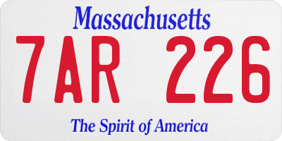 MA license plate 7AR226