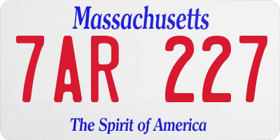 MA license plate 7AR227