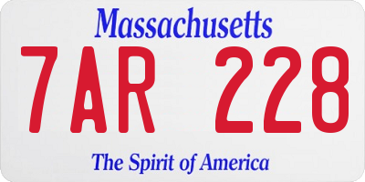 MA license plate 7AR228