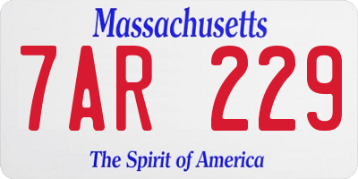 MA license plate 7AR229