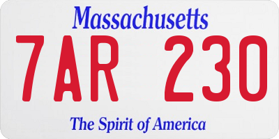 MA license plate 7AR230