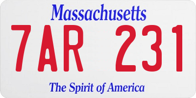 MA license plate 7AR231