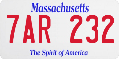 MA license plate 7AR232