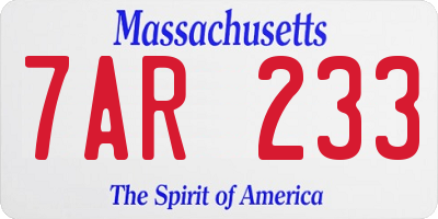 MA license plate 7AR233
