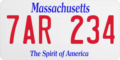 MA license plate 7AR234