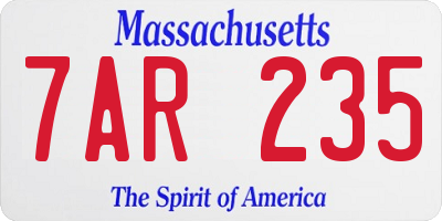MA license plate 7AR235
