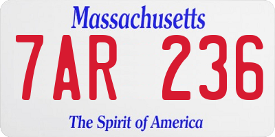 MA license plate 7AR236