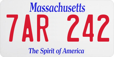 MA license plate 7AR242