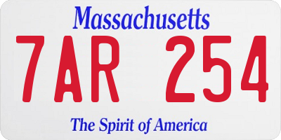 MA license plate 7AR254