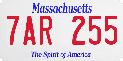 MA license plate 7AR255