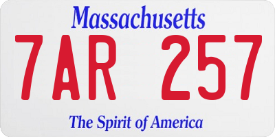MA license plate 7AR257