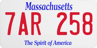 MA license plate 7AR258