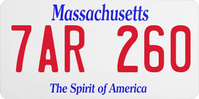 MA license plate 7AR260
