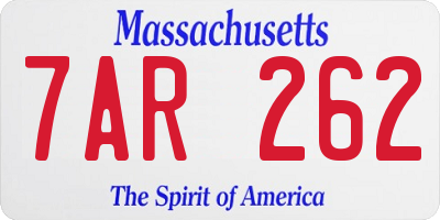MA license plate 7AR262