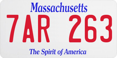 MA license plate 7AR263