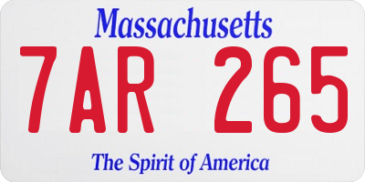 MA license plate 7AR265