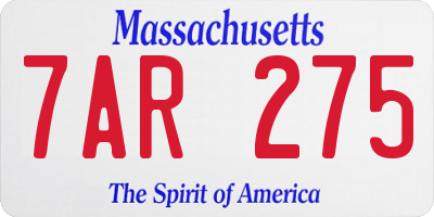 MA license plate 7AR275