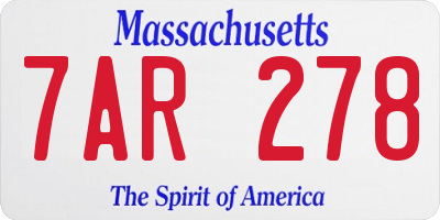 MA license plate 7AR278