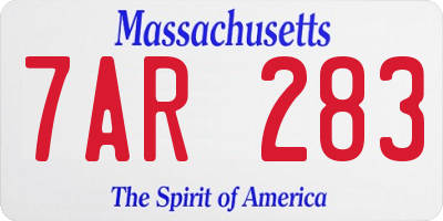 MA license plate 7AR283