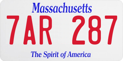 MA license plate 7AR287