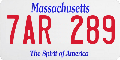 MA license plate 7AR289