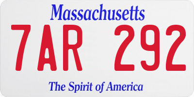 MA license plate 7AR292