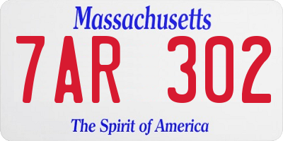 MA license plate 7AR302
