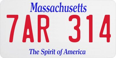 MA license plate 7AR314