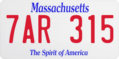 MA license plate 7AR315