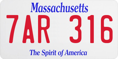 MA license plate 7AR316