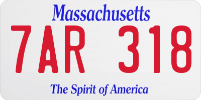 MA license plate 7AR318