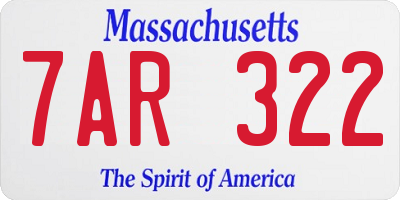 MA license plate 7AR322