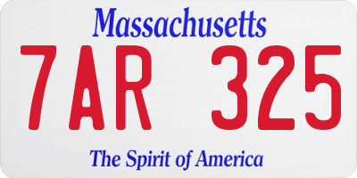MA license plate 7AR325