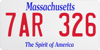 MA license plate 7AR326