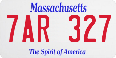 MA license plate 7AR327