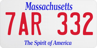 MA license plate 7AR332