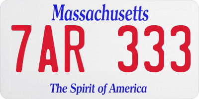 MA license plate 7AR333