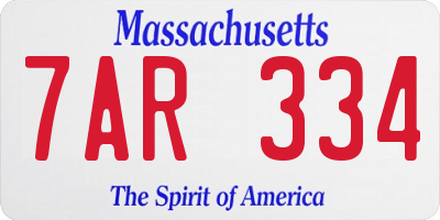 MA license plate 7AR334