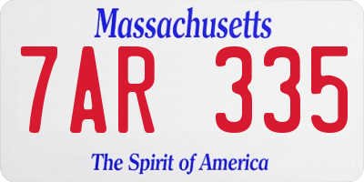 MA license plate 7AR335