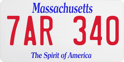 MA license plate 7AR340