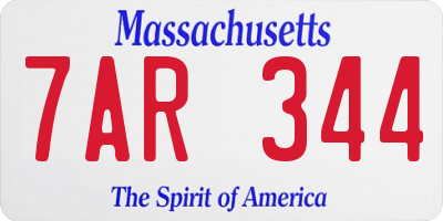 MA license plate 7AR344