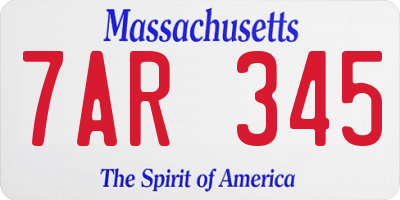 MA license plate 7AR345