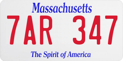 MA license plate 7AR347
