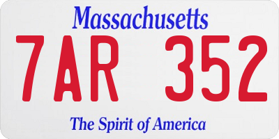 MA license plate 7AR352